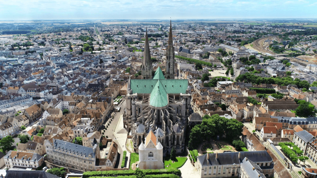 Vue Aerienne Cathedrale Chartres Ville