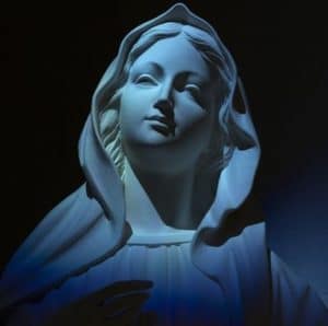 Virgin Mary Our Lady Of Grace On Blue Light